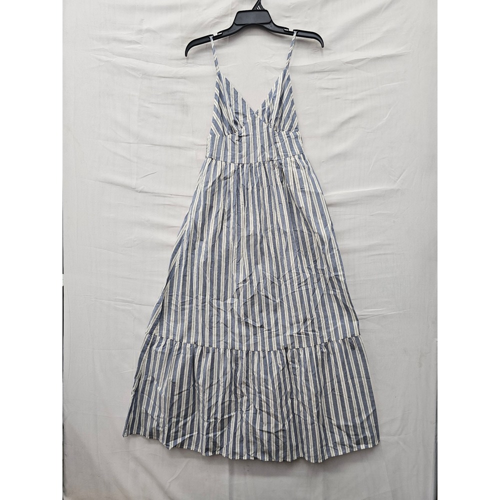 Universal Thread Womens Striped Tiered Maxi Dress Blue White Cotton Size XS